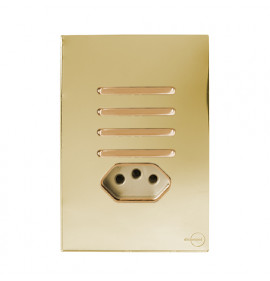 Conjunto Interruptor Quadruplo Simples + Tomada 10a 4x2 - Novara Glass Dourado Gold